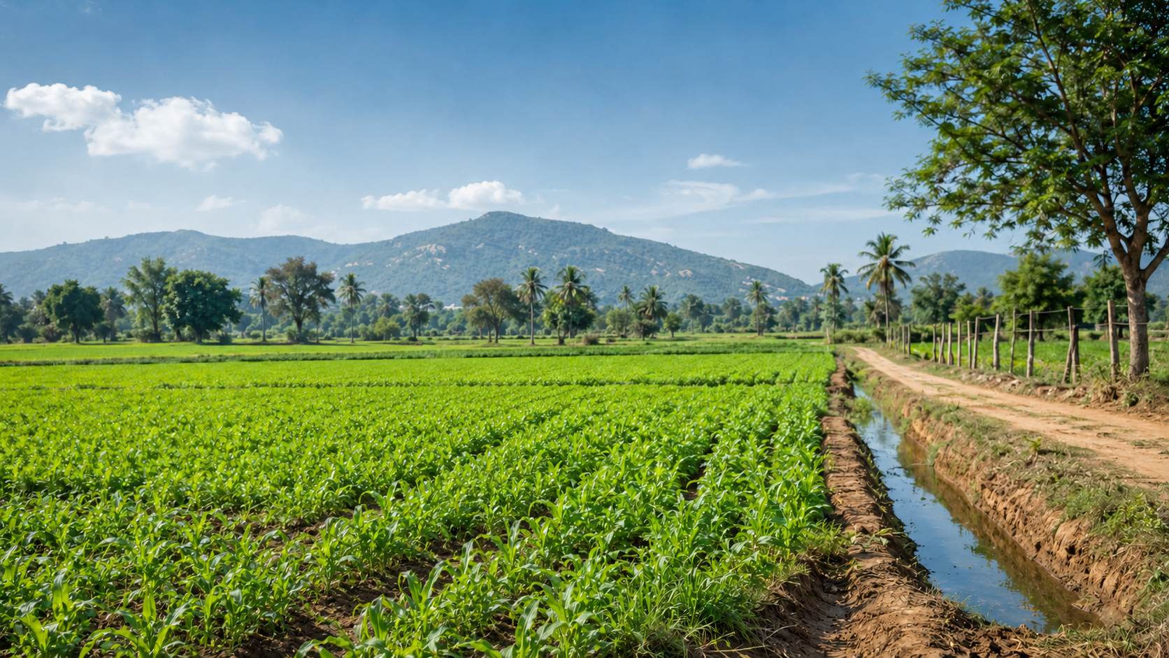 Agricultural farmland with green crops, irrigation access and a road near Khopoli by Grow Farms